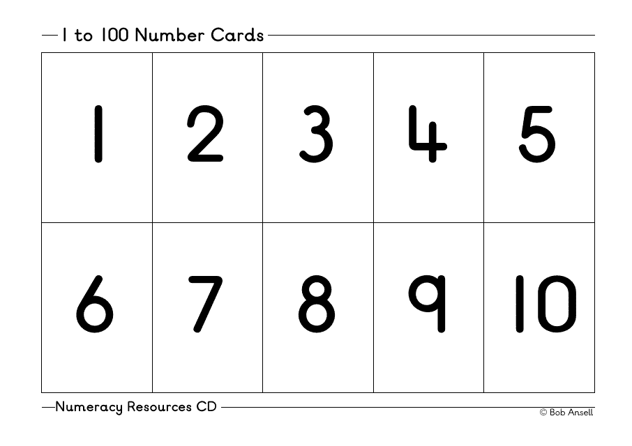 1 to 100 Number Flashcards Download Pdf