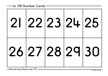 1 to 100 Number Flashcards, Page 3