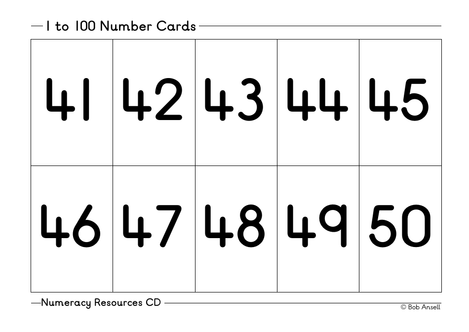 1 to 100 Number Flashcards, Page 5