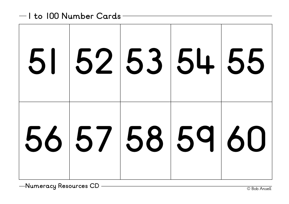 1 to 100 Number Flashcards, Page 6