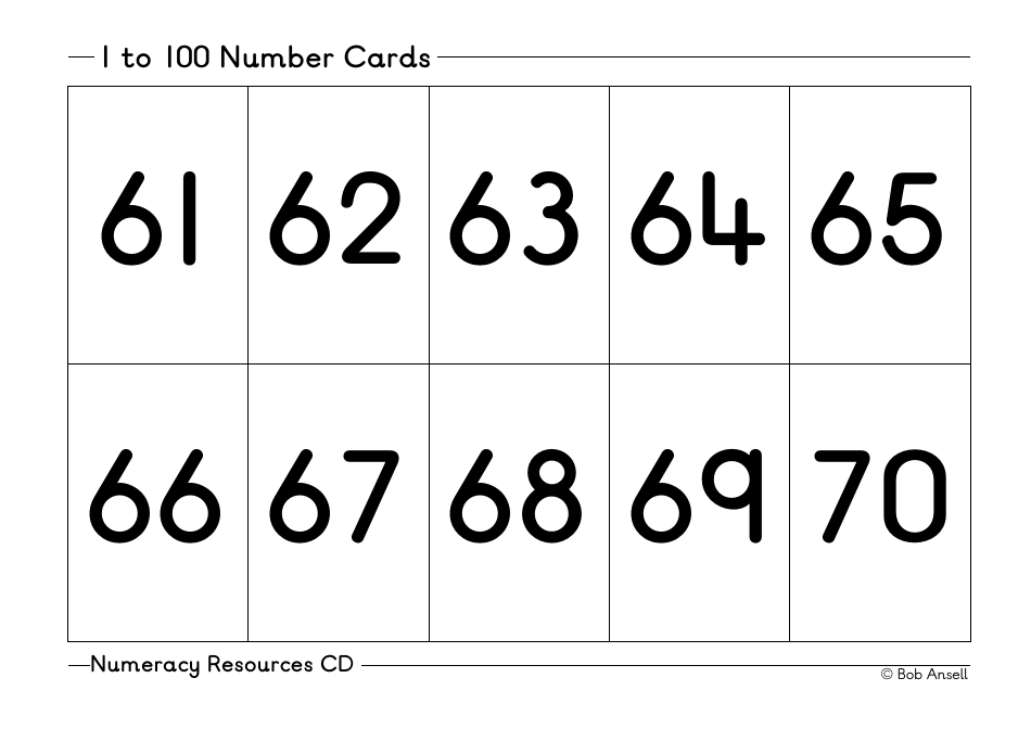1 to 100 Number Flashcards, Page 7