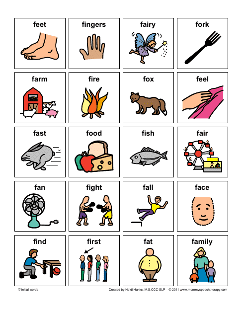 F-Initial Words Flashcards