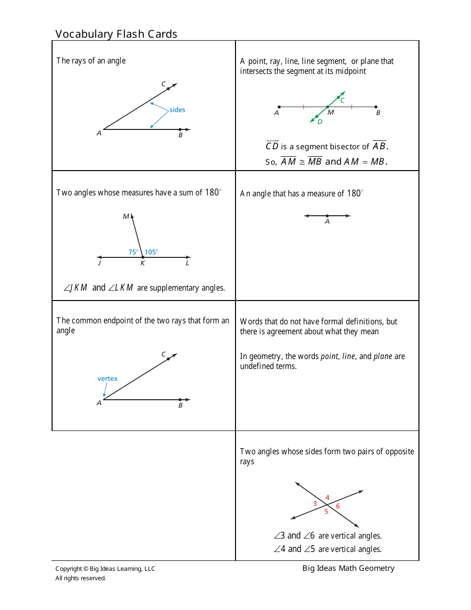 Math Geometry Vocabulary Flashcards Download Printable PDF | Templateroller