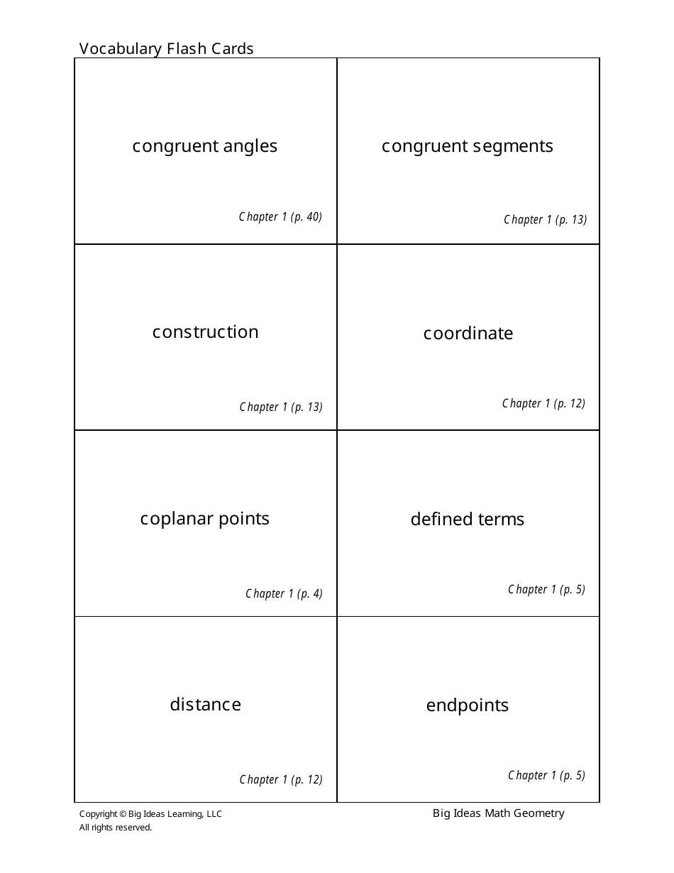 Math Geometry Vocabulary Flashcards Download Printable PDF | Templateroller