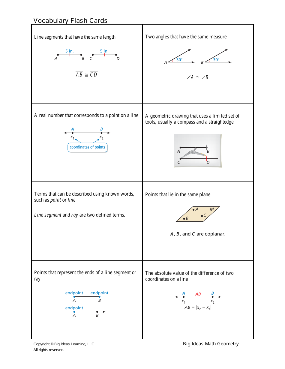 Math Geometry Vocabulary Flashcards Download Printable PDF | Templateroller