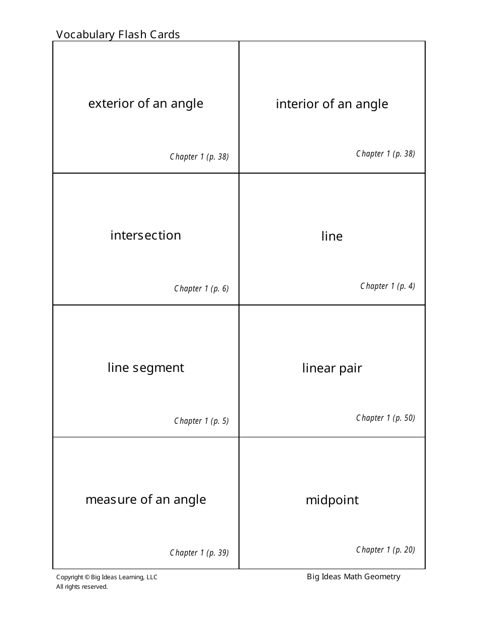 Math Geometry Vocabulary Flashcards, Page 5