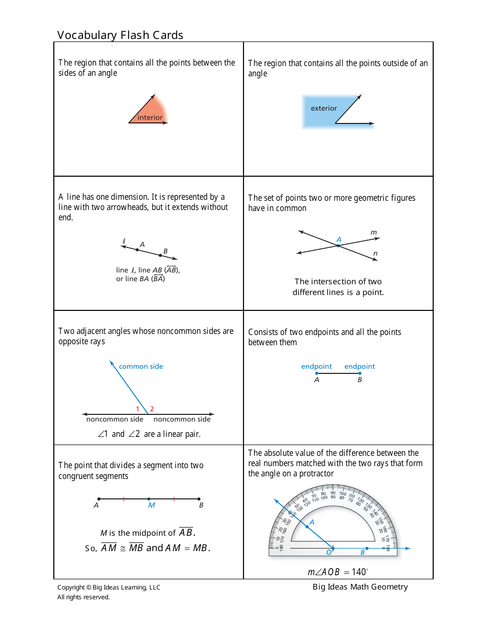 Math Geometry Vocabulary Flashcards Download Printable PDF | Templateroller