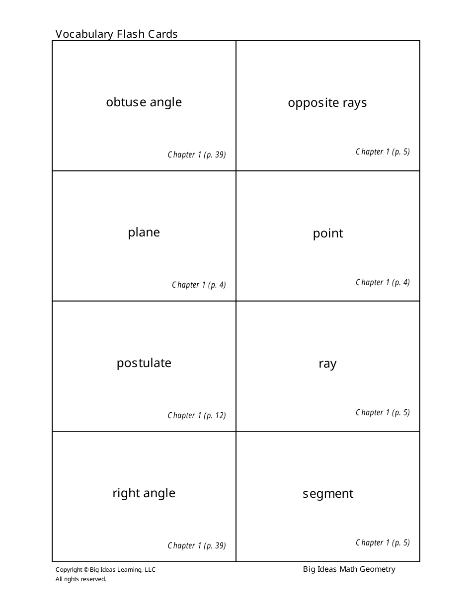 Math Geometry Vocabulary Flashcards, Page 7