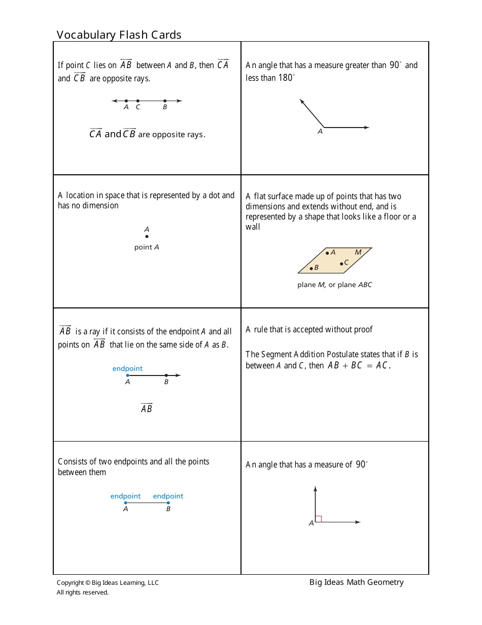 Math Geometry Vocabulary Flashcards Download Printable PDF | Templateroller