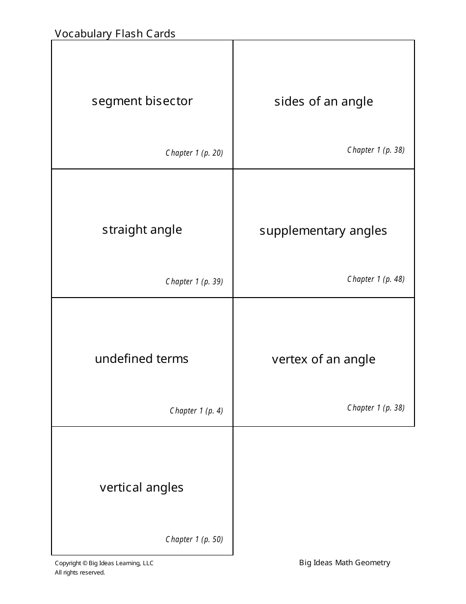 Math Geometry Vocabulary Flashcards, Page 9