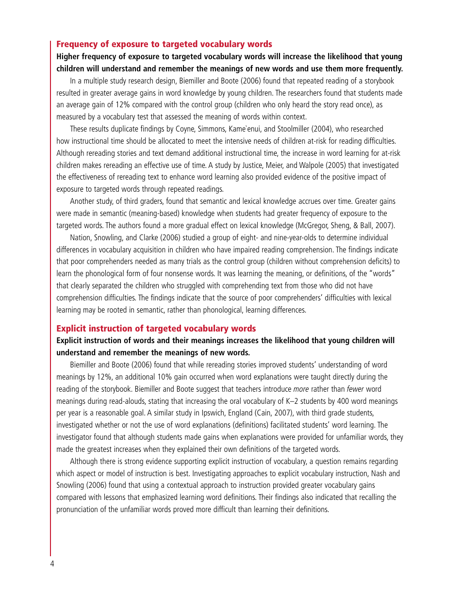 A Review of the Current Research on Vocabulary Instruction: a Research Synthesis 2010 - National Reading Technical Assistance Center, Page 10