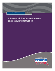 A Review of the Current Research on Vocabulary Instruction: a Research Synthesis 2010 - National Reading Technical Assistance Center
