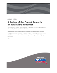 A Review of the Current Research on Vocabulary Instruction: a Research Synthesis 2010 - National Reading Technical Assistance Center, Page 3
