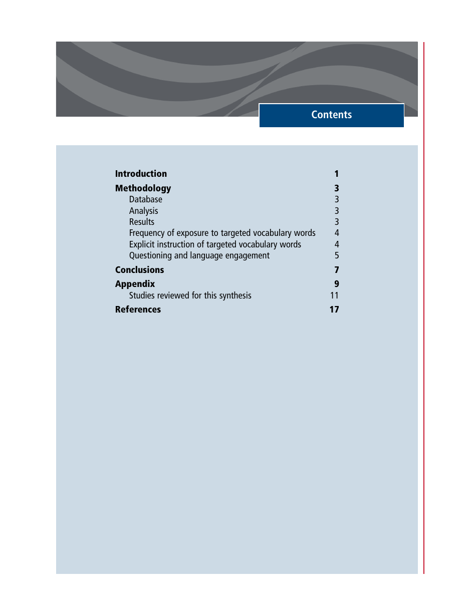 A Review of the Current Research on Vocabulary Instruction: a Research Synthesis 2010 - National Reading Technical Assistance Center, Page 5