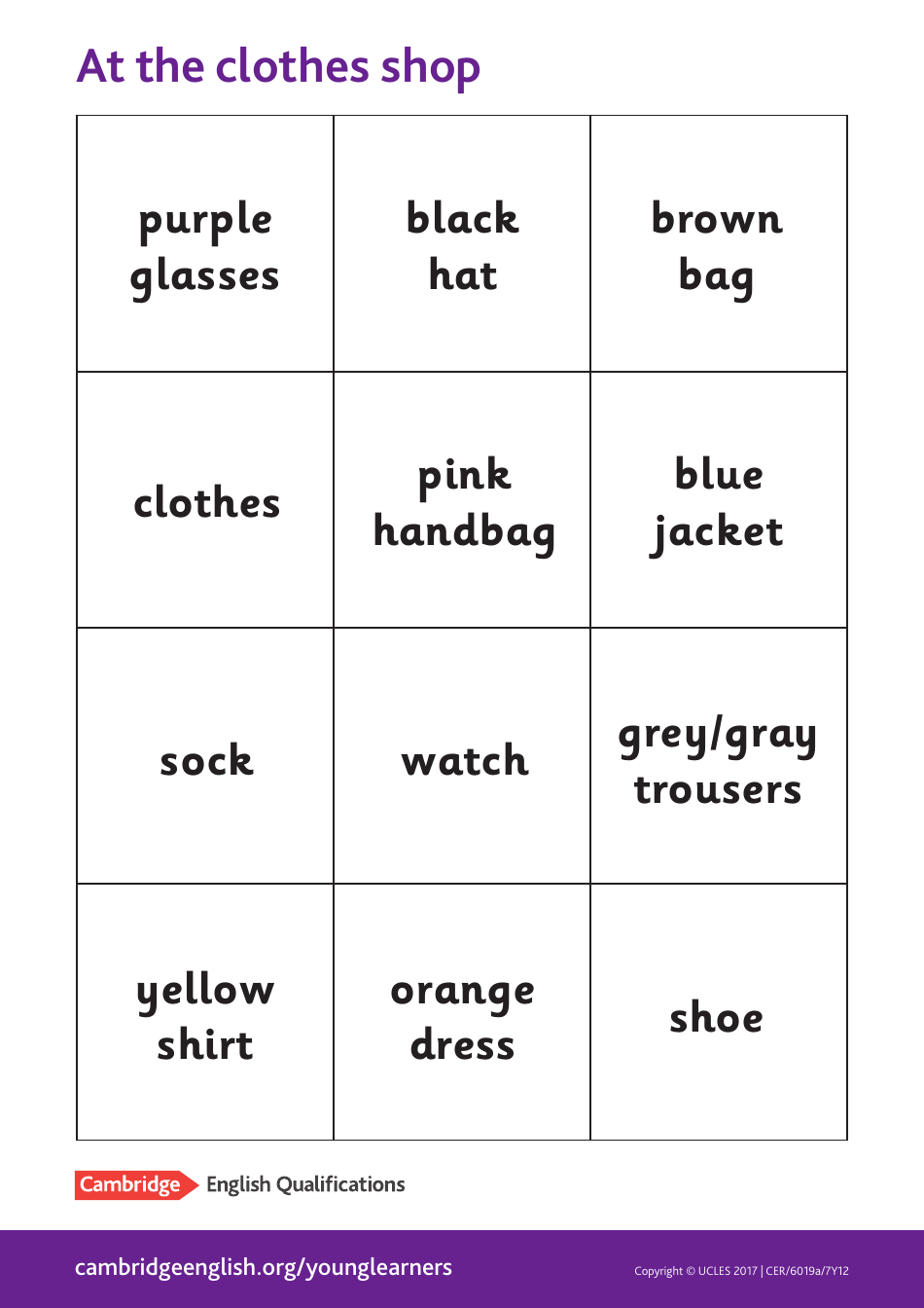 Cambridge English Pre A1 Flashcards, Page 10