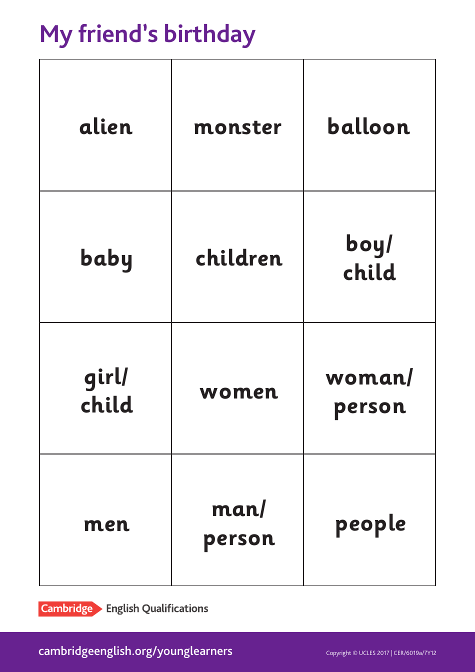 Cambridge English Pre A1 Flashcards, Page 14