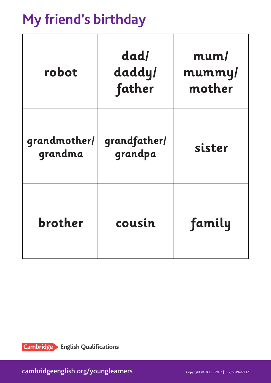 Cambridge English Pre A1 Flashcards, Page 15