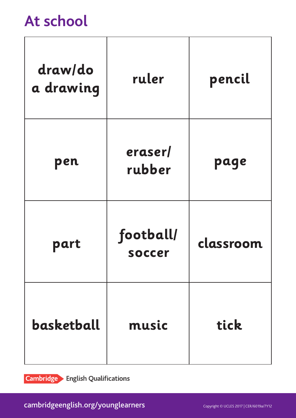Cambridge English Pre A1 Flashcards, Page 26