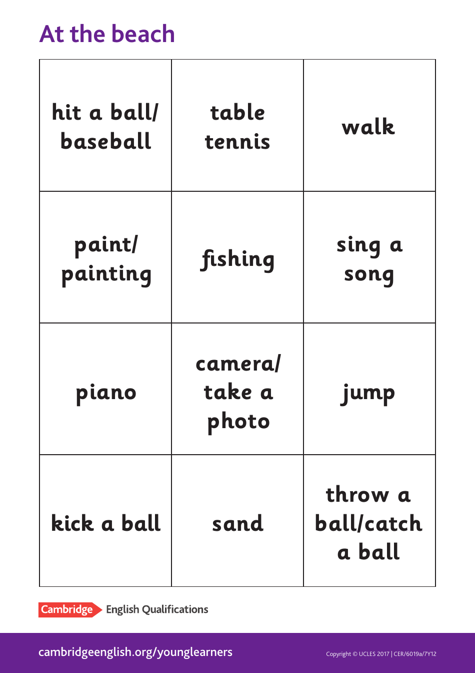 Cambridge English Pre A1 Flashcards, Page 30