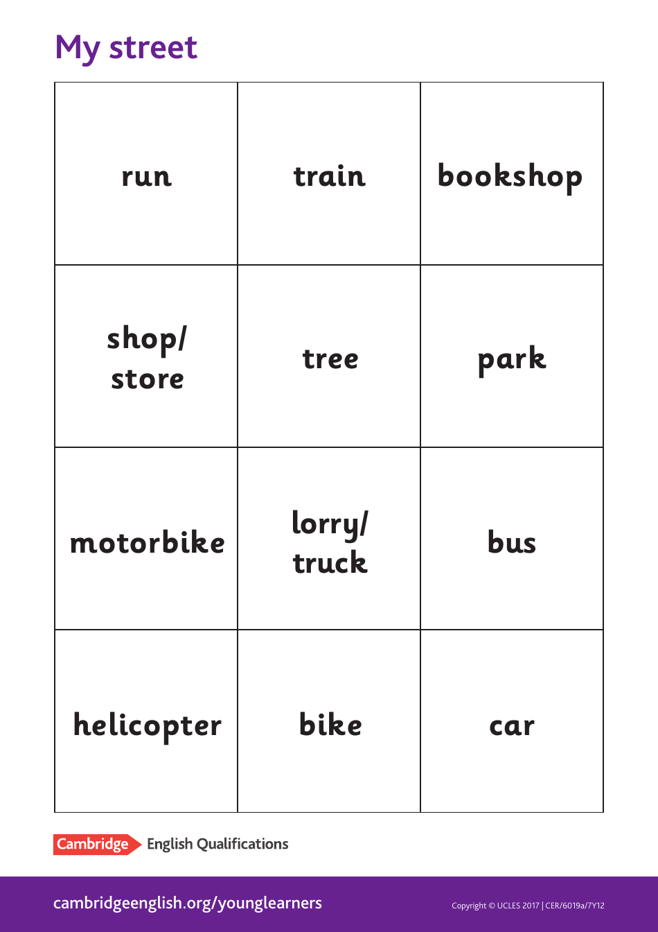 Cambridge English Pre A1 Flashcards, Page 34