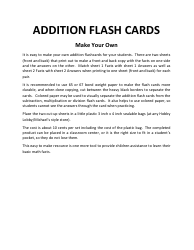 Document preview: Addition Math Flashcards - Make Your Own