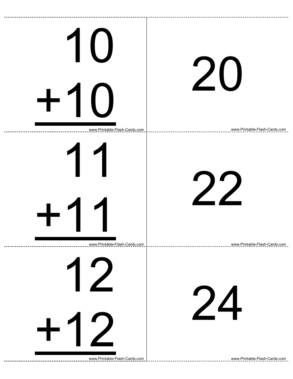 Addition flashcards doubles download printable pdf templateroller