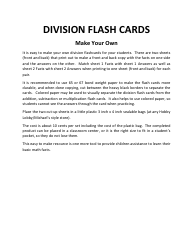 Document preview: Division Math Flash Cards