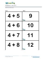 Math Facts Flashcards - Addition - Set of 0-12, Page 14