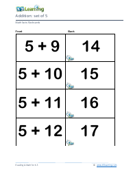 Math Facts Flashcards - Addition - Set of 0-12, Page 18