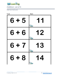 Math Facts Flashcards - Addition - Set of 0-12, Page 20