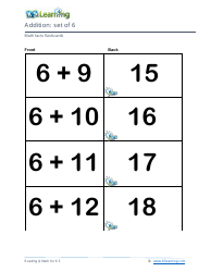 Math Facts Flashcards - Addition - Set of 0-12, Page 21