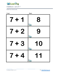 Math Facts Flashcards - Addition - Set of 0-12, Page 22