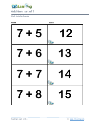 Math Facts Flashcards - Addition - Set of 0-12, Page 23