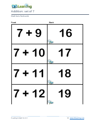Math Facts Flashcards - Addition - Set of 0-12, Page 24