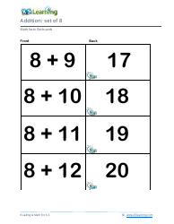 Math Facts Flashcards - Addition - Set of 0-12, Page 27