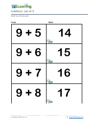 Math Facts Flashcards - Addition - Set of 0-12, Page 29