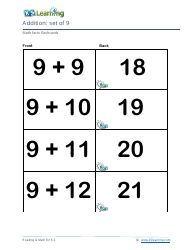 Math Facts Flashcards - Addition - Set of 0-12, Page 30