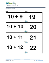 Math Facts Flashcards - Addition - Set of 0-12, Page 33