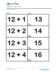 Math Facts Flashcards - Addition - Set of 0-12, Page 37