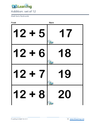 Math Facts Flashcards - Addition - Set of 0-12, Page 38