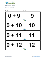 Math Facts Flashcards - Addition - Set of 0-12, Page 3