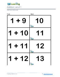 Math Facts Flashcards - Addition - Set of 0-12, Page 6