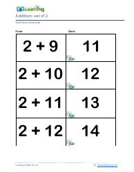 Math Facts Flashcards - Addition - Set of 0-12, Page 9