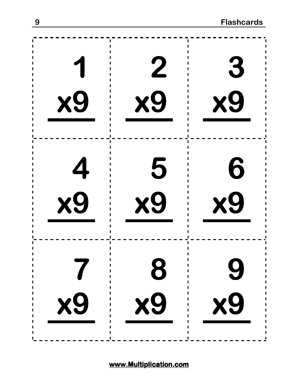 Math Flashcards - Multiplication (9), Page 1