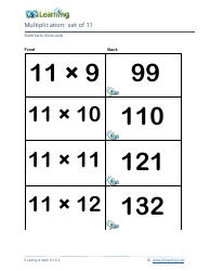 Math Facts Flashcards - Multiplication - Set of 11, 12, Page 3