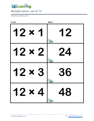 Math Facts Flashcards - Multiplication - Set of 11, 12, Page 4