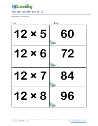 Math Facts Flashcards - Multiplication - Set of 11, 12, Page 5