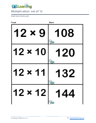 Math Facts Flashcards - Multiplication - Set of 11, 12, Page 6