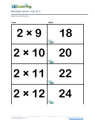 Math Facts Flashcards - Multiplication - Set of 0-2, Page 9