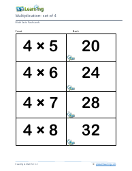 Math Facts Flashcards - Multiplication - Set of 3-5, Page 5